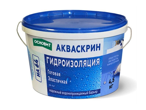 Купить готовую гидроизоляцию эластичную ОСНОВИТ АКВАСКРИН НА64 в Москве
