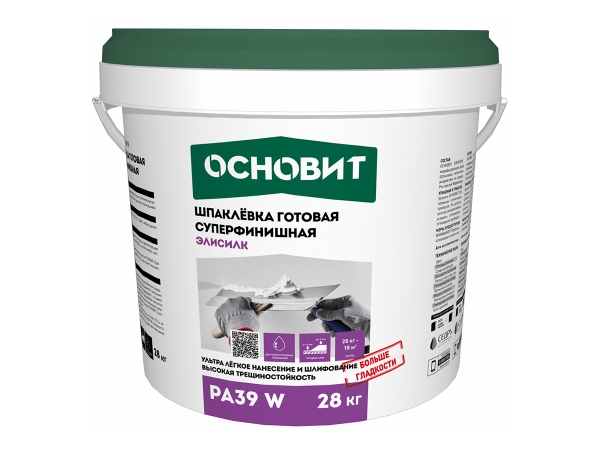 Купить шпаклевку готовую суперфинишную ОСНОВИТ ЭЛИСИЛК PA39 W для стен и потолков (5 кг) в Москве