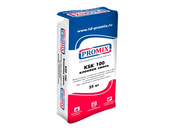 Купить водостойкую усиленную клеевую смесь Promix KSK 100 для керамогранита, мрамора и камня в Москве