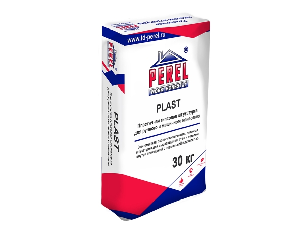 Купить пластичную гипсовую штукатурку Perel Plast (0522) для ручного и машинного нанесения в Москве
