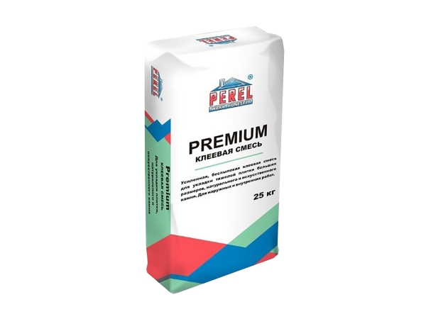 Купить усиленную беспылевую клеевую смесь Perel Premium (0314) для крупноформатного камня в Москве
