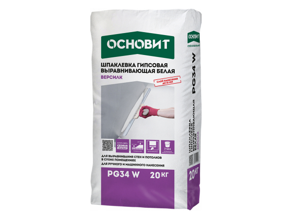 Купить шпаклевку гипсовую универсальную белую ОСНОВИТ ВЕРСИЛК PG34 W (Т-35) для стен и потолков (20 кг) в Москве