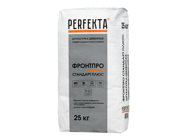 Купить штукатурку цементную универсальную тонкослойную Perfekta Фронтпро Стандарт Плюс, 25 кг в Москве