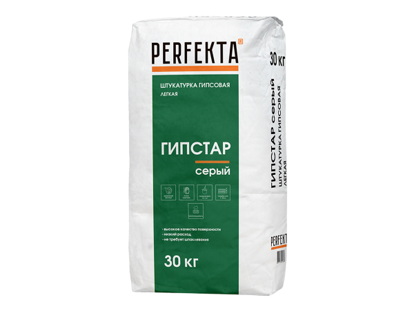 Купить штукатурку гипсовую легкую Perfekta Гипстар серый, 30 кг в Москве