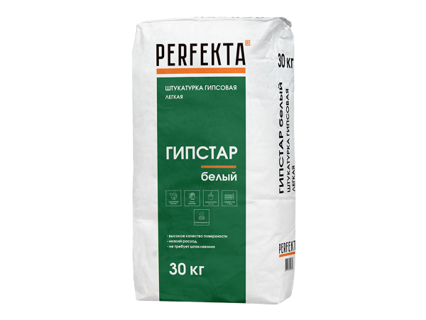 Купить штукатурку гипсовую легкую Perfekta Гипстар белый, 30 кг в Москве