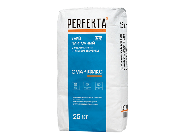 Купить клей плиточный с увеличенным открытым временем Perfekta Смартфикс C0 E, 25 кг в Москве