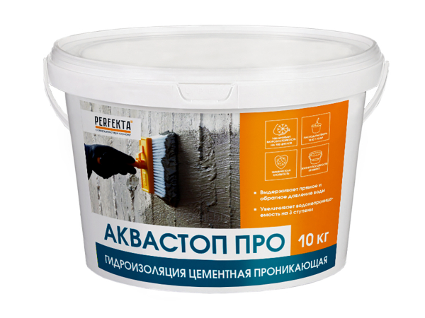 Купить гидроизоляцию цементную Perfekta Аквастоп Про, 10 кг в Москве