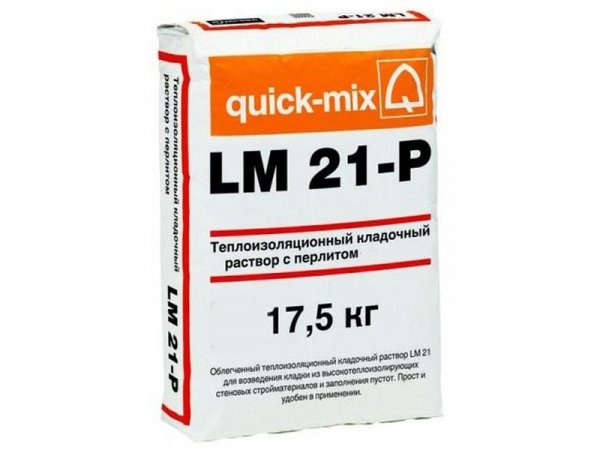 Купить легкую кладочную смесь с перлитом и пеностеклом Quick-mix LM 21-P арт.72331 для стен (17,5 кг) в Москве
