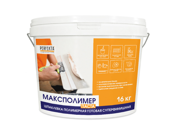 Купить шпаклевку полимерную готовую суперфинишную Perfekta Максполимер Паста, 16 кг в Москве