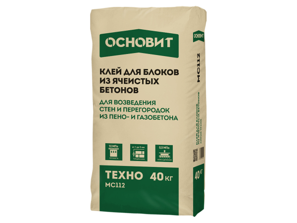 Купить монтажную смесь ОСНОВИТ ТЕХНО МС112 для пено- и газобетона в Москве