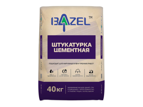 Купить штукатурку цементную Bazel машинного и ручного нанесения (40 кг) в Москве
