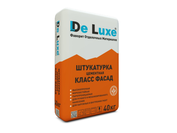 Купить штукатурку цементную De Luxe КЛАСС ФАСАД РН и МН ГОСТ (40 кг) в Москве