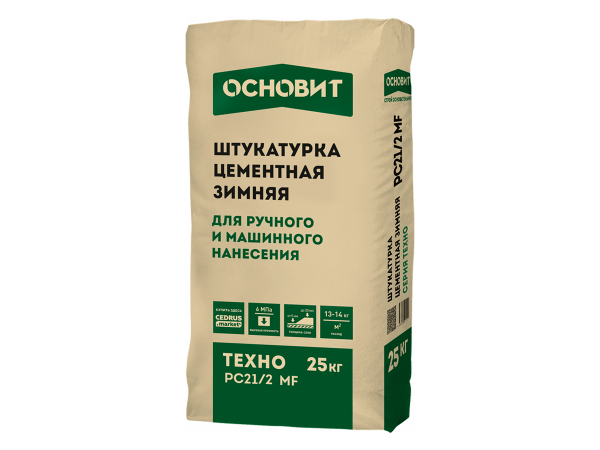 Купить штукатурку цементную ОСНОВИТ ТЕХНО РС21/2 ЗИМА, 25 кг в Москве