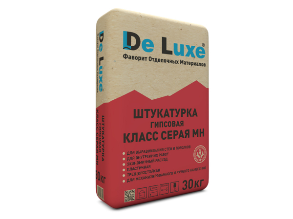 Купить штукатурку гипсовую De Luxe КЛАСС СЕРАЯ МН (механизированное нанесение) в Москве