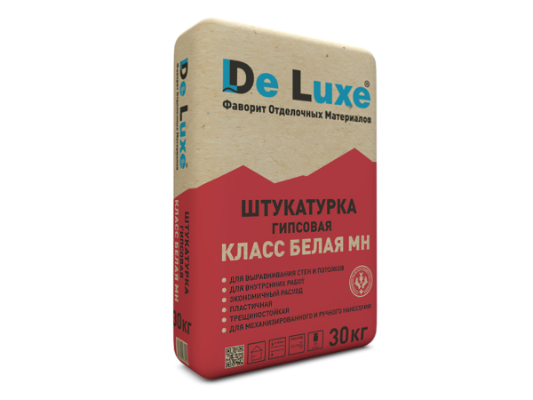 Купить штукатурку гипсовую De Luxe КЛАСС БЕЛАЯ МН (механизированное нанесение) 30 кг в Москве