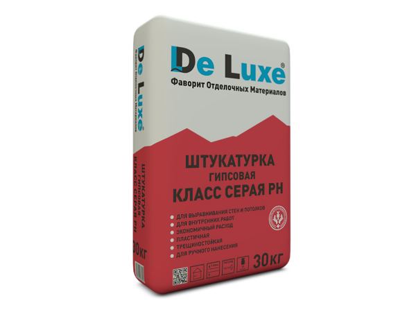 Купить штукатурку гипсовую De Luxe КЛАСС СЕРАЯ РН (30 кг) в Москве